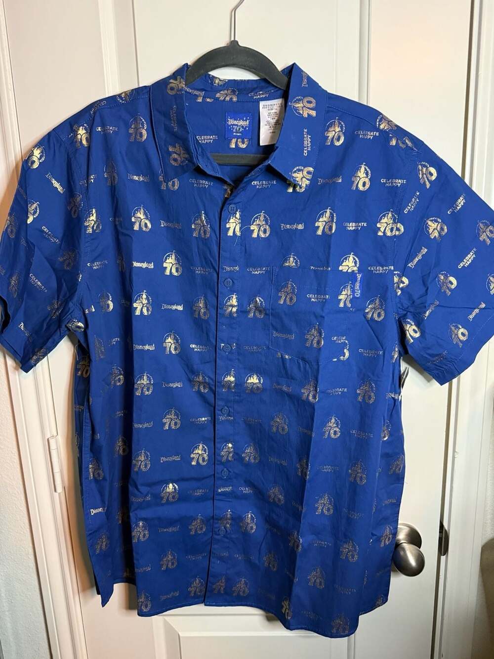 Disneyland Resort  XL 70th Anniversary 'Celebrate Happy' AOP Woven Shirt